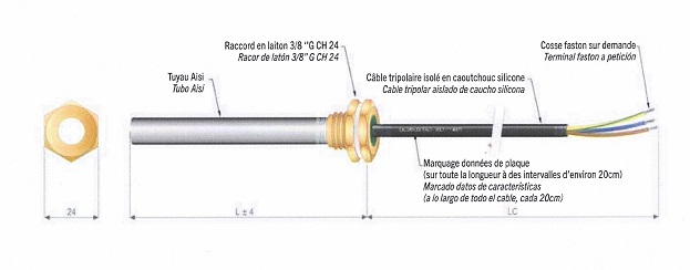 Résistance pour Bac CPTC2000-180mm-230W-Ref 5303