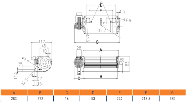 Ventilateur tangentiel simple TGA 60/1 270/30 D - MVI